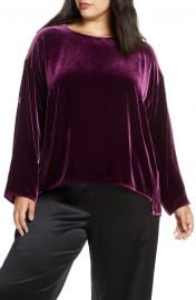 Eileen Fisher Ballet Neck Velvet Top  Plus Size    Nordstrom at Nordstrom